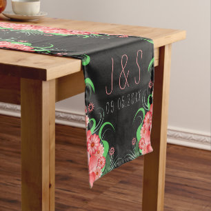 Pink Floral 16 x 90 Black Chalkboard Table Runners
