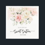 Pink Floral 16th Birthday Party Paper Napkin<br><div class="desc">Cute modern elegant Sweet 16 birthday party paper napkins. Customise by clicking the "Personalise" button. For further customisation, use our design tool to modify this template. TIP: Check out the other birthday items in this collection below. We've grouped items in this collection to make your shopping for the special birthday...</div>