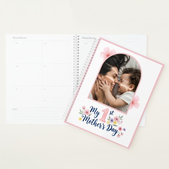  Pink Floral 1st Mother's Day Custom Keepsake Planner (Display)