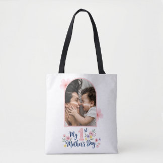  Pink Floral 1st Mother's Day Custom Keepsake Tote Bag