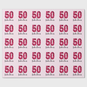 Pink Floral 50 and Fabulous 50th Birthday Party Wrapping Paper