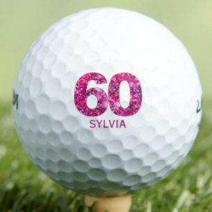 Pink Floral 60th Gift for Neighbour – Chic Golf Balls