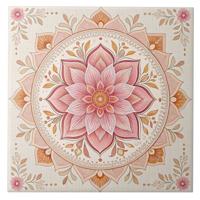 Pink Floral 6" Square Tile To Brighten Any Space (Front)