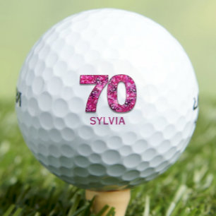 Pink Floral 70th Gift for Neighbour – Chic Golf Balls