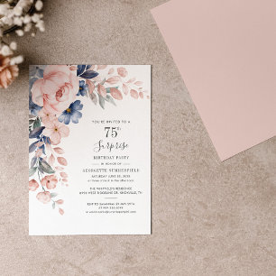 Pink Floral 75th Birthday Botanical Invitation