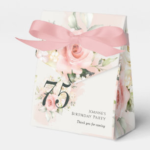Pink Floral 75th Birthday Party Favour Box