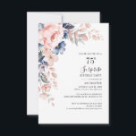 Pink Floral 75th Birthday Party Invitation<br><div class="desc">Dusty Blue Pink Floral Surprise 75th Birthday party budget invitation you can easily customise with your party details by clicking the "Personalise" button. Repurpose for other events and milestones birthdays
TIP: Other matching items are available with this design from your party treats,  decor,  and much more</div>