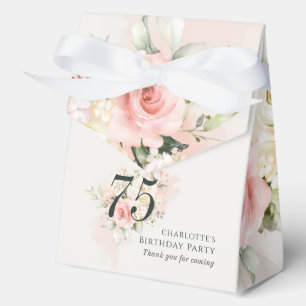 Pink Floral 75th Birthday Party Modern Favour Box