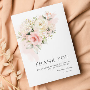 Pink Floral 75th Birthday Party Thank You Card