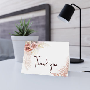 Pink Floral 80th Birthday Party Guests Thank You Card