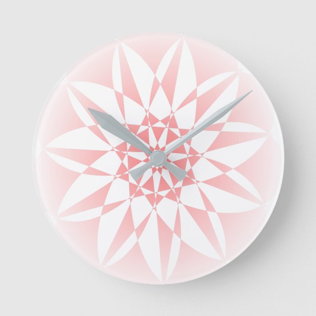 Pink Floral Abstract Acrylic Wall Clock (Front)