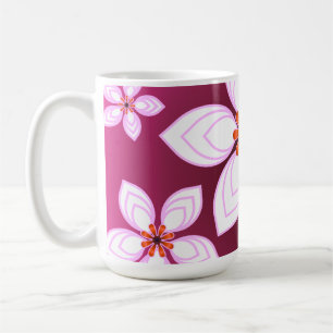 Pink Floral Abstract Pattern   Aesthetic Flower Ar Coffee Mug