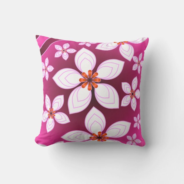 Pink Floral Abstract Pattern | Aesthetic Flower Ar Cushion (Front)