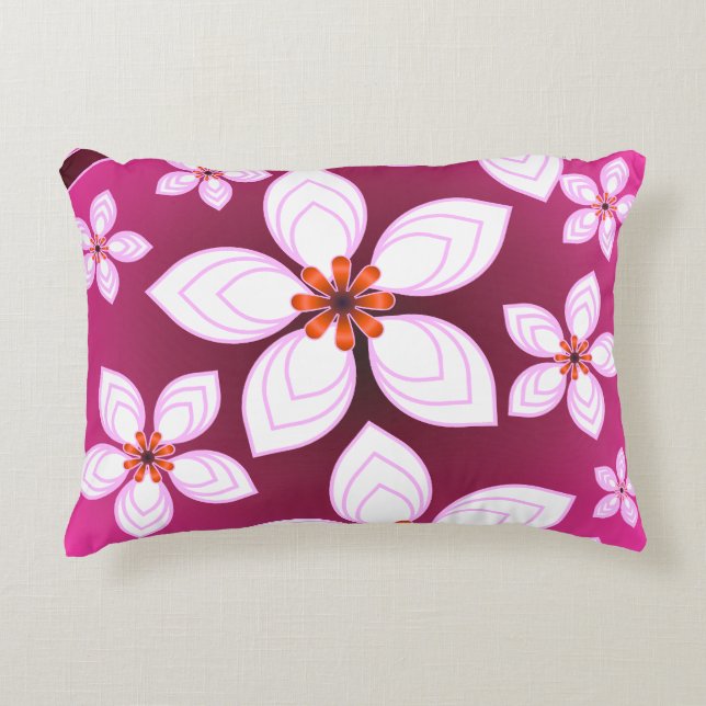 Pink Floral Abstract Pattern | Aesthetic Flower Ar Decorative Cushion (Front)