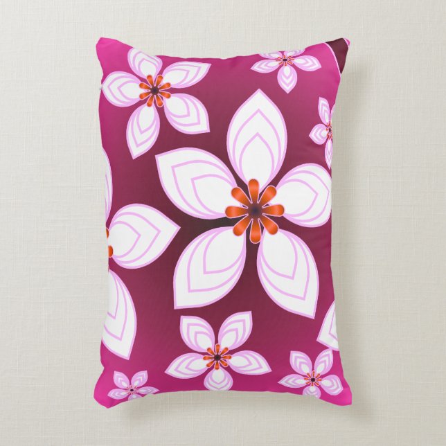Pink Floral Abstract Pattern | Aesthetic Flower Ar Decorative Cushion (Front(Vertical))