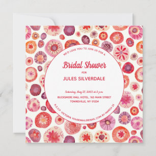 Pink Floral Abstract Pattern Bridal Shower Invitation