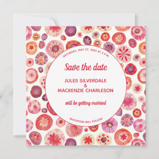 Pink Floral Abstract Pattern Save The Date
