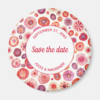 Pink Floral Abstract Pattern Save the Date Magnet