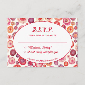 Pink Floral Abstract Pattern Wedding RSVP Enclosure Card