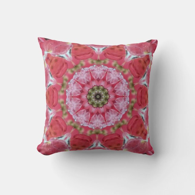 Pink floral abstract pillow (Front)