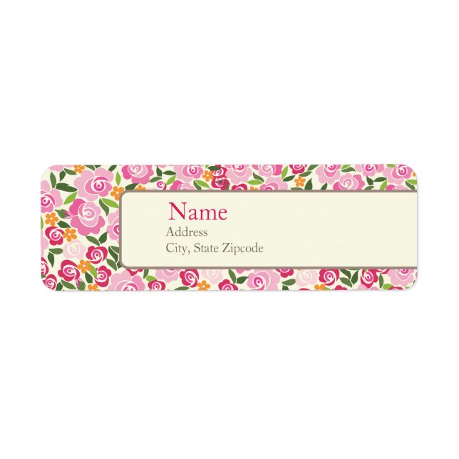 Pink Floral Address Label (Front)