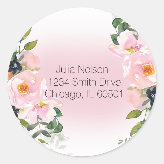 Pink Floral Address Return Labels (Front)