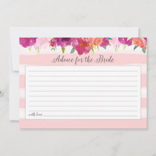 Pink Floral Advice For the Bride Card