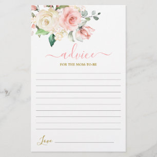 Pink Floral Advice for the Mum To Be card