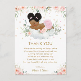 Pink Floral African American Baby Shower Birthday  Postcard
