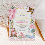 Pink Floral Alice in Wonderland Bridal Shower Tea<br><div class="desc">Impress your guests with this whimsical bridal shower invite. The magical design features feminine Alice in Wonderland elements combined with pretty watercolor pink roses. Use the text fields to personalise the card with your own wording and details. If you want to change the font style, colour or text placement, simply...</div>