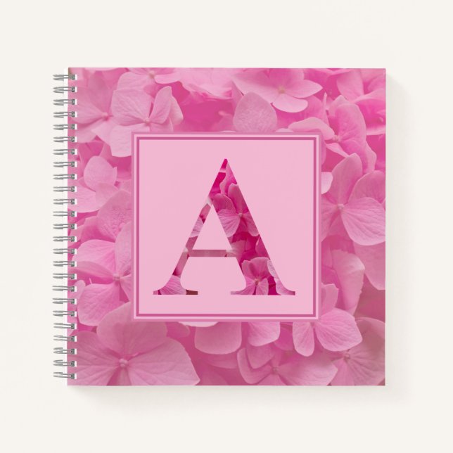 Pink Floral Alphabet Letter "A" Journal Notebook (Front)