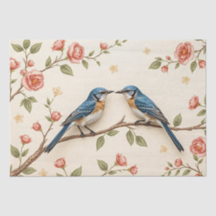 Pink Floral and Blue Bird Design Decoupage  Tissue Paper