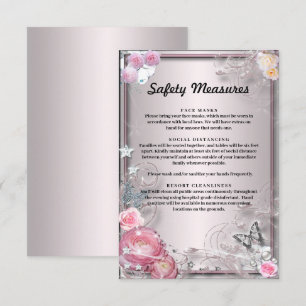 Pink Floral And Butterfly Safety Measures Enclosure Card