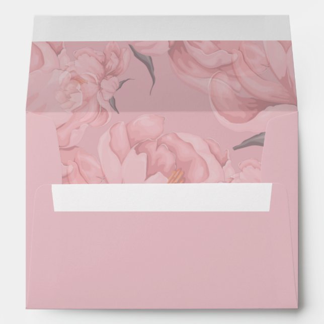 Pink floral and diamond ring pattern envelope (Back (Bottom))