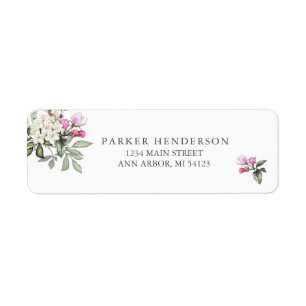 Pink Floral and Greenery Return Address Label