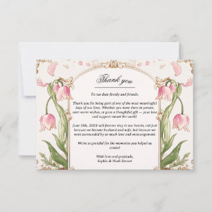 Pink Floral and Greenery Wedding Thank you Card
