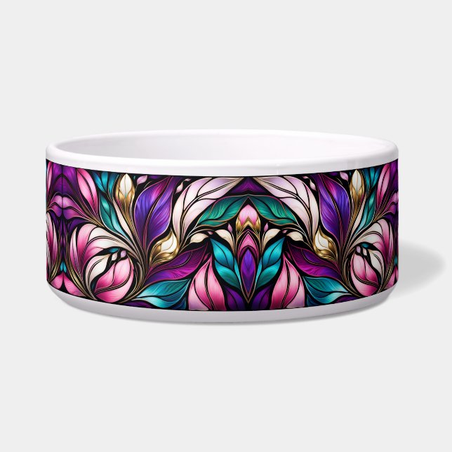 Pink Floral and leaves Stained Glass Look (Front)