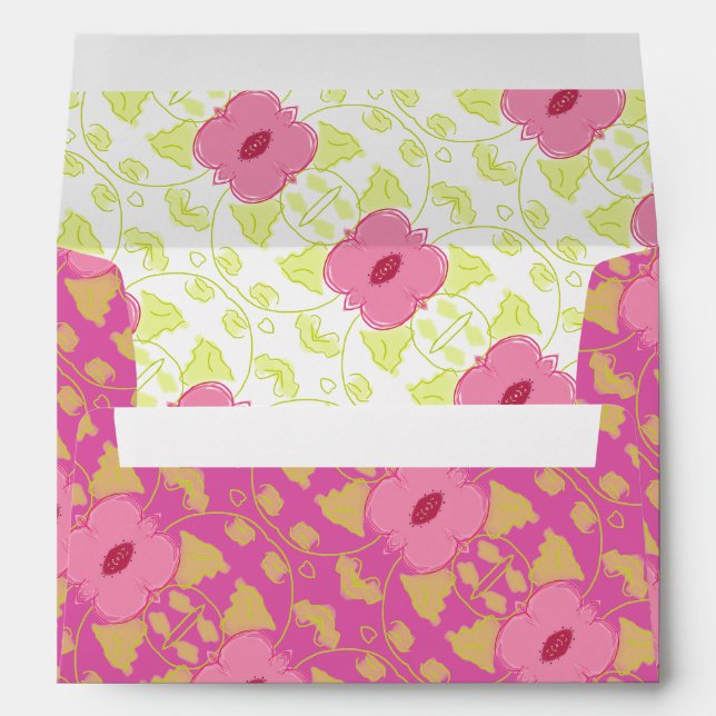 Pink floral and lime green envelope (Back (Bottom))