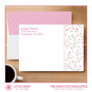 Pink Floral and Polka Dots Envelope