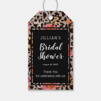 Pink Floral Animal Print Bridal Shower Thank You