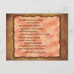 Pink Floral Anxiety Bible Verse Postcard