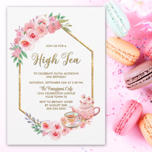 Pink Floral Any Age High Tea Birthday Invitation (Creator Uploaded)