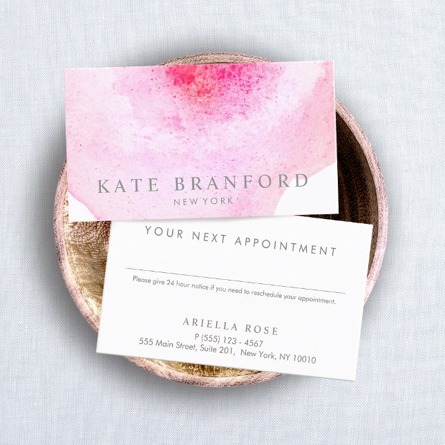 Pink Floral Appointment Card (pink watercolor appointment reminder card
)