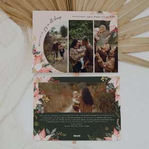 Pink Floral Arch Beige Joy In All Things 4 Photo Holiday Card