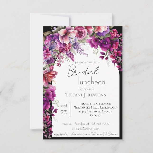 Pink Floral Arch Bridal Luncheon Invitation (Front)