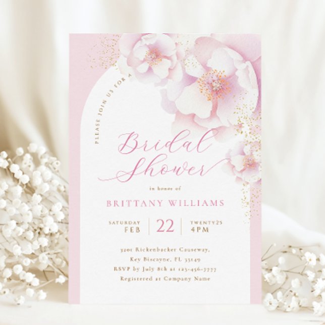 Pink Floral Arch Bridal Shower Invitation (Creator Uploaded)