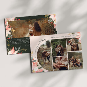 Pink Floral Arch Joy In All Things Six Photo Holiday Card