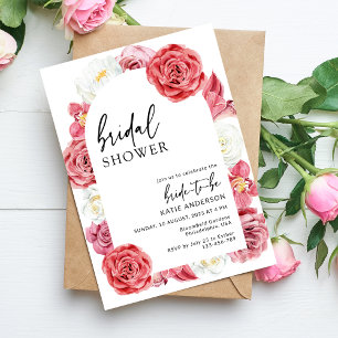 Pink Floral Arch Summer Bridal Shower Invitation