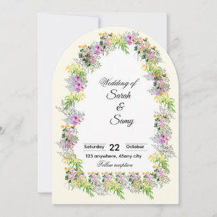 Pink Floral Arch Wedding Invitation
