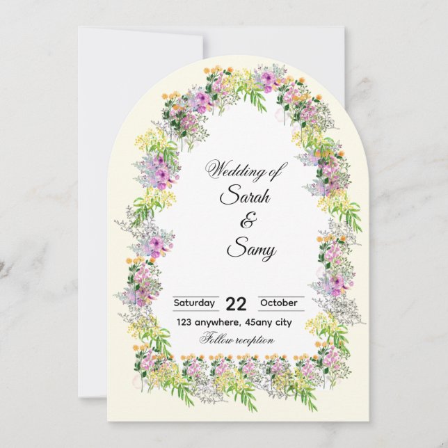 Pink Floral Arch Wedding Invitation  (Front)
